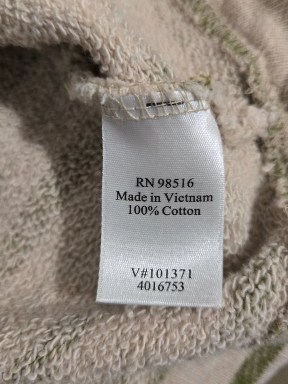 Coldwater Creek XL Tan & Olive Green Stripped French Terry Top 100% cotton - Picture 5 of 7